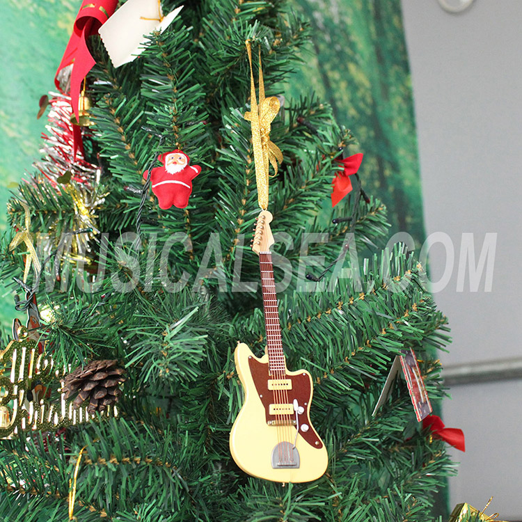 Miniature electric guitar wooden christmas tr